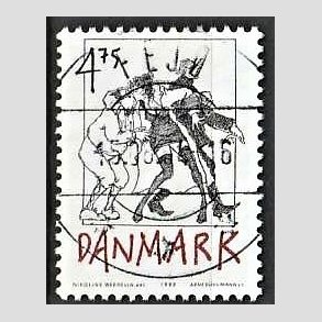 FRIM�RKER DANMARK | 1992 - AFA 1030 - Danske tegneseriefigurer - 4,75 Kr. sort/r�d - Pragt Stemplet Fej�