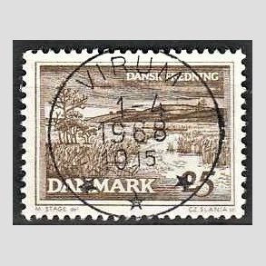 FRIM�RKER DANMARK | 1964 - AFA 428 - Karup � - 25 �re brun - Pragt Stemplet Virum