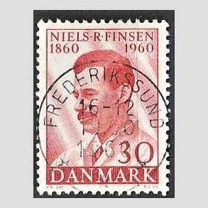 FRIM�RKER DANMARK | 1960 - AFA 387 - Niels R. Finsen - 30 �re r�d - Pragt Stemplet Frederikssund
