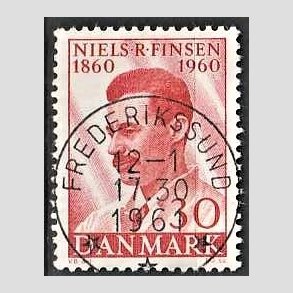 FRIM�RKER DANMARK | 1960 - AFA 387 - Niels R. Finsen - 30 �re r�d - Pragt Stemplet Frederikssund