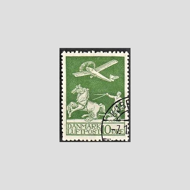 FRIMRKER DANMARK | 1925 - AFA 144 - Gl. Luftpost 10 re grn - Pnt Stemplet