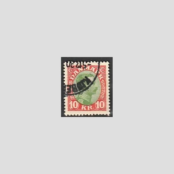 FRIMRKER DANMARK | 1927-28 - AFA 177 - Chr. X 10 Kr. rd/grn - Stemplet