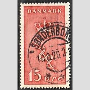 FRIM�RKER DANMARK | 1929 - AFA 179 - 15+5 �re r�d Kr�ftfrim�rke - Stemplet