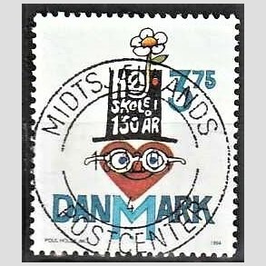 FRIM�RKER DANMARK | 1994 - AFA 1083 - H�jskolebev�gelsen 150 �r - 3,75 Kr. flerfarvet - Pragt Stemplet