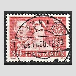 FRIM�RKER DANMARK | 1960 - AFA 384 - S�lvbryllup - 30 �re r�d - Pragt Stemplet R�nne