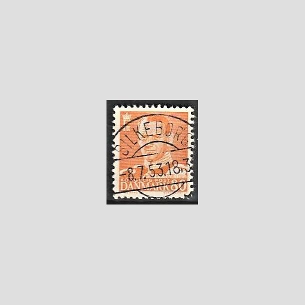 FRIMRKER DANMARK | 1952-53 - AFA 341 - Fr. IX 80 re orange - Lux Stemplet Kbenhavn Silkeborg