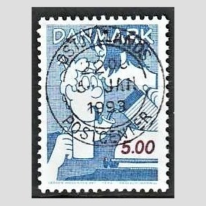 FRIM�RKER DANMARK | 1992 - AFA 1031 - Danske tegneseriefigurer - 5,00 Kr. bl�/r�d - Pragt Stemplet