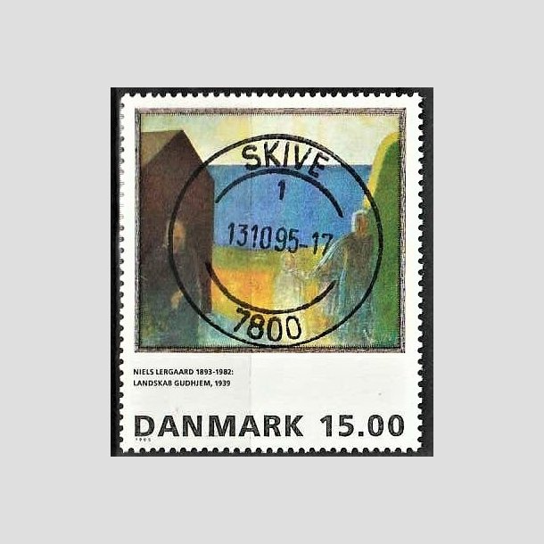 FRIMRKER DANMARK | 1995 - AFA 1100 - Niels Lergaard - 15,00 Kr. flerfarvet - Pragt Stemplet Skive