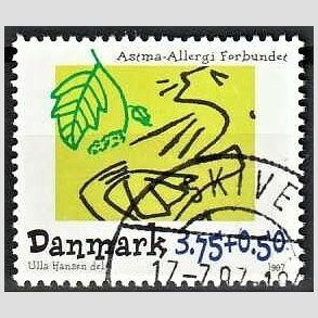 FRIMRKER DANMARK | 1997 - AFA 1146 - Astma-Allergi Forbundet - 3,75 + 0,50 Kr. flerfarvet - Pragt Stemplet Skive