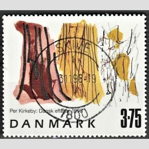 FRIMRKER DANMARK | 1998 - AFA 1187 - Frimrkekunst 1. - 3,75 Kr. Dansk efterr flerfarvet - Pragt Stemplet Skive