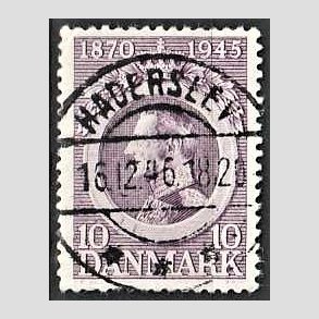 FRIM�RKER DANMARK | 1945 - AFA 290 - Chr. X 75 �r 10 �re violet - Pragt Stemplet Haderslev