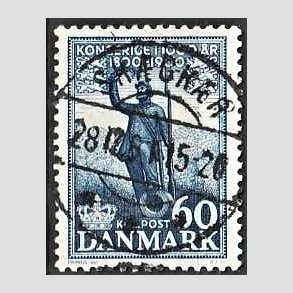 FRIM�RKER DANMARK | 1953-56 - AFA 350 - Kongeriget 1000 �r - 60 �re bl� - Pragt Stemplet Sk�gk�r