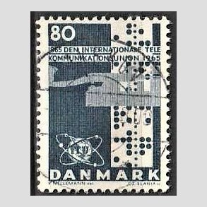 FRIM�RKER DANMARK | 1965 - AFA 434 - Telekommunikation 100 �r - 80 �re bl� - Lux Stemplet Nakskov