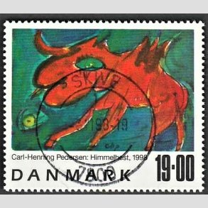 FRIMRKER DANMARK | 1998 - AFA 1190 - Frimrkekunst 1. - 19,00 Kr. Himmelhest flerfarvet - Pragt Stemplet Skive