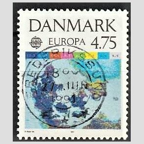 FRIM�RKER DANMARK | 1991 - AFA 990 - Europam�rker rumflyvning - 4,75 Kr. flerfarvet - Pragt Stemplet Frederikssund