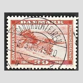 FRIM�RKER DANMARK | 1961 - AFA 392 - Naturfredningsforening 50 �r. - 30 �re brunr�d - Pragt Stemplet Sandholmlejeren