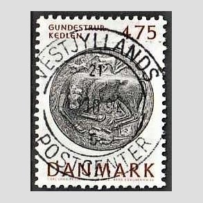 FRIM�RKER DANMARK | 1992 - AFA 1009 - Nationalmuseets samlinger - 4,75 Kr. r�d/sort - Lux Stemplet