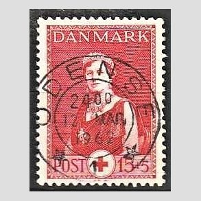FRIMRKER DANMARK | 1939 - AFA 253 - Dronning Alexandrine Rde Kors - 15 + 5 re rd - Pragt Stemplet Odense
