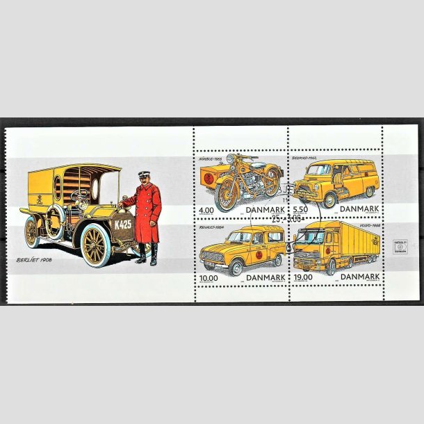 FRIMRKER DANMARK | 2002 - AFA 1325A - Postkretjer - 38,50 kr. miniark med Berliet 1908 - Stemplet