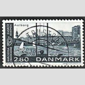 FRIM�RKER DANMARK | 1986 - AFA 859 - Venskabsbyer - 2,80 Kr. bl� - Pragt Stemplet Trustrup