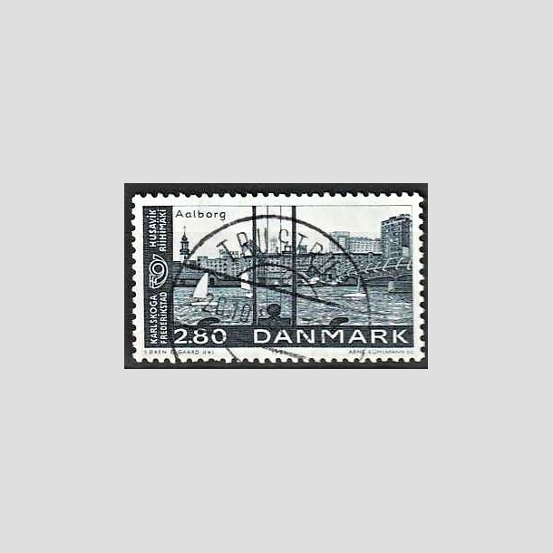 FRIMRKER DANMARK | 1986 - AFA 859 - Venskabsbyer - 2,80 Kr. bl - Pragt Stemplet Trustrup