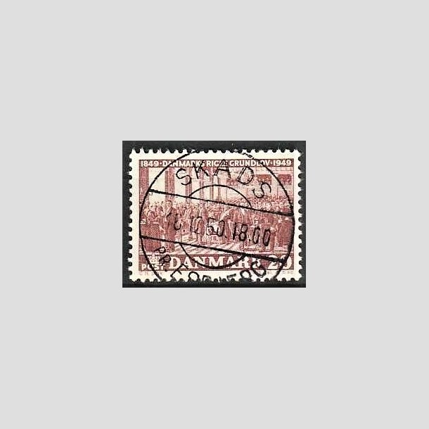 FRIMRKER DANMARK | 1949 - AFA 315 - Grundloven 100 r - 20 re rdbrun - Lux Stemplet Skads pr. Esbjerg