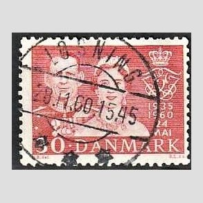 FRIM�RKER DANMARK | 1960 - AFA 384 - S�lvbryllup - 30 �re r�d - Pragt Stemplet L�sning