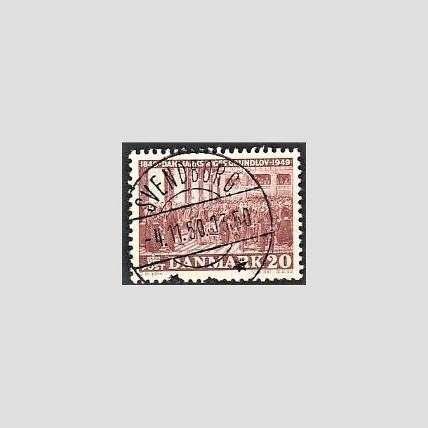 FRIMRKER DANMARK | 1949 - AFA 315 - Grundloven 100 r - 20 re rdbrun - Lux Stemplet Svendborg