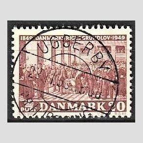FRIM�RKER DANMARK | 1949 - AFA 315 - Grundloven 100 �r - 20 �re r�dbrun - Lux Stemplet Uggerby