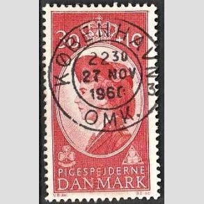 FRIMRKER DANMARK | 1960 - AFA 390 - Dronning Ingrid - 30 + 10 re rd - Pragt Stemplet Kbenhavn