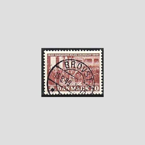 FRIMRKER DANMARK | 1949 - AFA 315 - Grundloven 100 r - 20 re rdbrun - Lux Stemplet Brovst