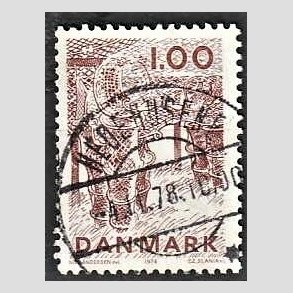 FRIM�RKER DANMARK | 1978 - AFA 665 - Dansk fiskeri - 1,00 Kr. r�dbrun - Pragt Stemplet Hedehusene
