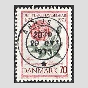 FRIM�RKER DANMARK | 1973 - AFA 546 - Jydske Haveselskab 100 �r - 70 �re rosa/gr�n/r�d - Pragt Stemplet �rhus C