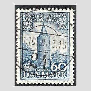 FRIM�RKER DANMARK | 1953-56 - AFA 350 - Kongeriget 1000 �r - 60 �re bl� - Pragt Stemplet 