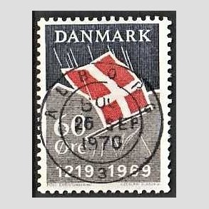FRIM�RKER DANMARK | 1969 - AFA 484 - Dannebrog 750 �r - 60 �re m�rkbl�/gr�/r�d - Pragt Stemplet �lborg