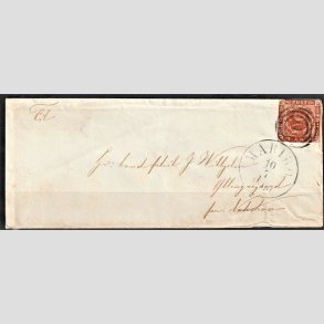 FRIMRKER DANMARK | 1854-57 - AFA 4 - 4 Skilling brun p brev - Stemplet Maribo