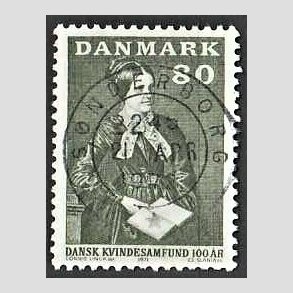 FRIM�RKER DANMARK | 1971 - AFA 509 - Dansk Kvindesamfund 100 �r - 80 �re gr�gr�n - Pragt Stemplet S�nderborg