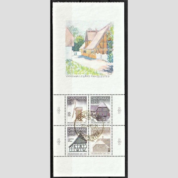 FRIMRKER DANMARK | 1997 - AFA 1143A - Frilandsmuseet 100 r. - Miniark med vignet 21,00 Kr. flerfarvet - Pragt Stemplet