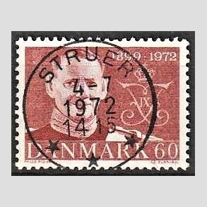 FRIM�RKER DANMARK | 1972 - AFA 522 - Frederik IX mindeudgave - 60 �re brunr�d - Pragt Stemplet Struer