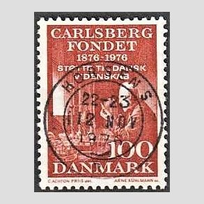 FRIM�RKER DANMARK | 1976 - AFA 626 - Carlsbergfondet 100 �r - 100 �re brunr�d - Pragt Stemplet Horsens