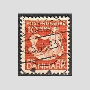 FRIM�RKER DANMARK | 1935 - AFA 225 - H. C. Andersen 10 �re orange - Lux Stemplet Nakskov