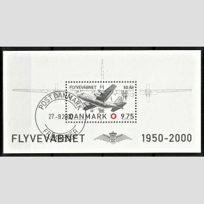 FRIM�RKER DANMARK | 2000 - AFA 1265 - Flyvev�bnet 50 �r. - Kr. 9,75 Miniark - Lux Stemplet