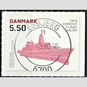 FRIMRKER DANMARK | 2010 - AFA 1620E - Den Danske flde 500 r - 5,50 Kr. Iver Huitfeldt - Pragt Stemplet Esbjerg