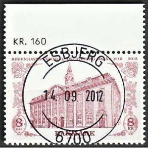 FRIM�RKER DANMARK | 2012 - AFA 1719A - Centralpostbygningen - 8,00 Kr. flerfarvet - Pragt Stemplet Esbjerg