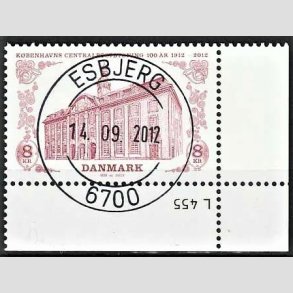 FRIM�RKER DANMARK | 2012 - AFA 1719A - Centralpostbygningen - 8,00 Kr. flerfarvet - Pragt Stemplet Esbjerg