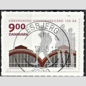 FRIM�RKER DANMARK | 2011 - AFA 1677 - KBH Hovedbaneg�rd 100 �r - 9,00 Kr. flerfarvet - Pragt Stemplet Esbjerg