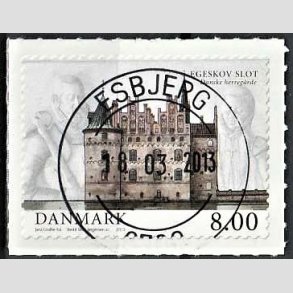 FRIM�RKER DANMARK | 2013 - AFA 1738 - Danske herreg�rde II - 8,00 Kr. flerfarvet - Pragt Stemplet Esbjerg