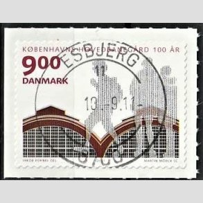 FRIM�RKER DANMARK | 2011 - AFA 1677 - KBH Hovedbaneg�rd 100 �r - 9,00 Kr. flerfarvet - Pragt Stemplet Esbjerg