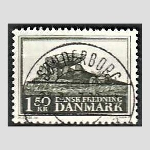 FRIM�RKER DANMARK | 1966 - AFA 451 - Fredningsserie Jydsk k�mpeh�j - 1,50 Kr. sortgr�n - Pragt Stemplet S�nderborg