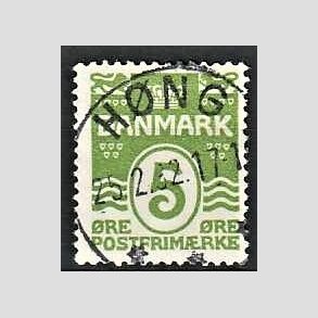 FRIM�RKER DANMARK | 1930 - AFA 183 - B�lgelinie 5 �re lysgr�n - Lux Stemplet H�ng